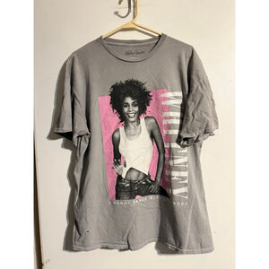 Women's Whitney Houston Gray Pink Short Sleeve Tee L